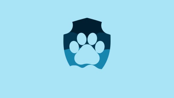 Blue Animal Health Insurance Icon Isolated Blue Background Pet Protection — Vídeos de Stock