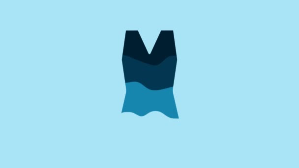Blue Woman Dress Icon Isolated Blue Background Clothes Sign Video — 图库视频影像