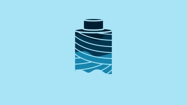 Blue Sewing Thread Spool Icon Isolated Blue Background Yarn Spool — Αρχείο Βίντεο