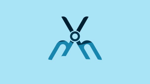Blue Scissors Icon Isolated Blue Background Tailor Symbol Cutting Tool — Vídeo de stock