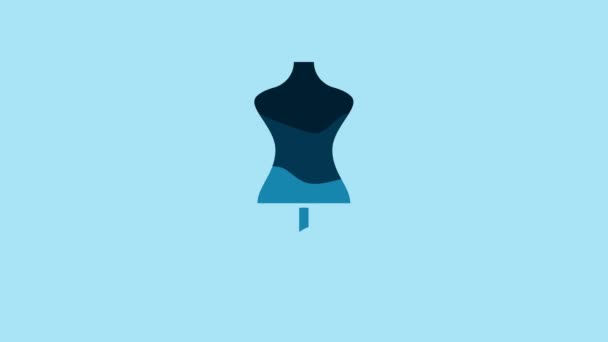 Blue Mannequin Icon Isolated Blue Background Tailor Dummy Video Motion — Stock video