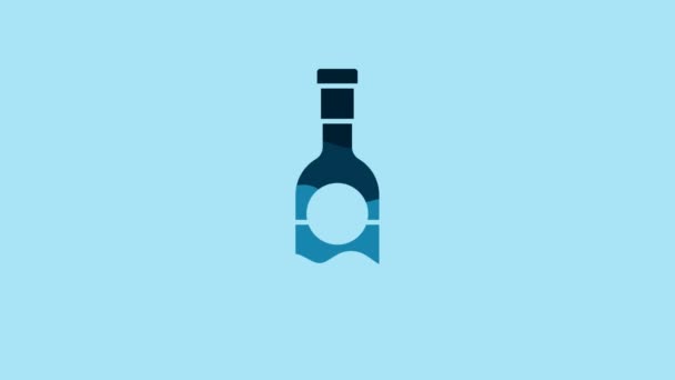 Blue Champagne Bottle Icon Isolated Blue Background Video Motion Graphic — Stockvideo