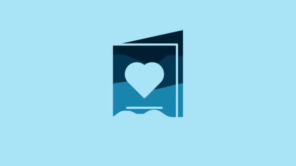 Блакитний Валентинець Який Літає Іконою Серця Ізольованим Синьому Фоні Святковий — стокове відео