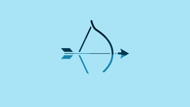 Blue Bow Arrow Icon Isolated Blue Background Cupid Symbol Love — Stockvideo