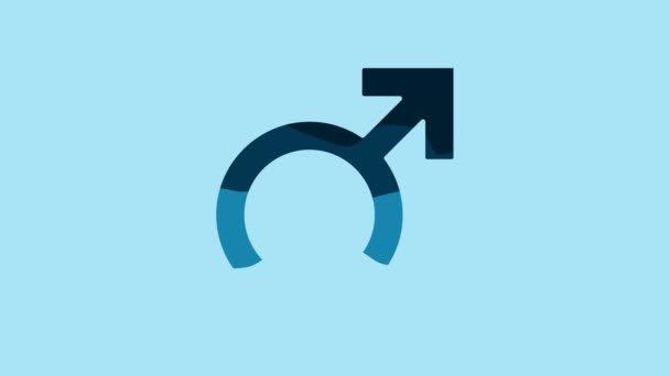 Blue Male Gender Symbol Icon Isolated Blue Background Video Motion — Wideo stockowe