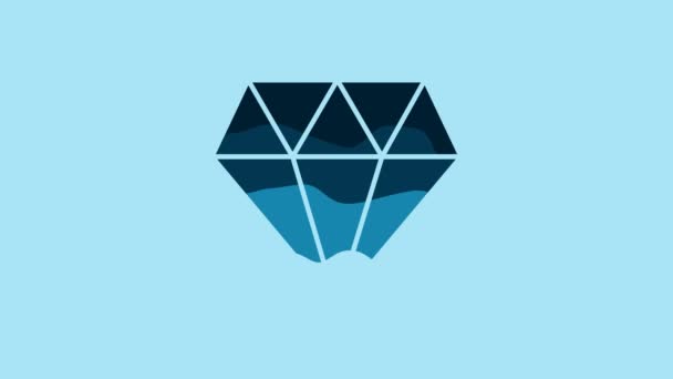 Blue Diamond Icon Isolated Blue Background Jewelry Symbol Gem Stone — Vídeos de Stock