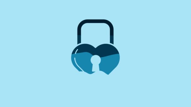 Blue Castle Shape Heart Icon Isolated Blue Background Locked Heart — Video