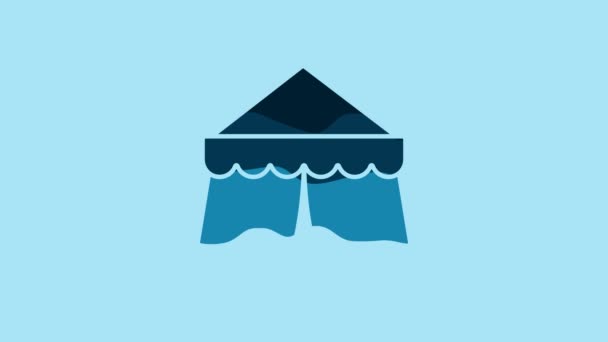 Blue Circus Tent Icon Isolated Blue Background Carnival Camping Tent — 비디오