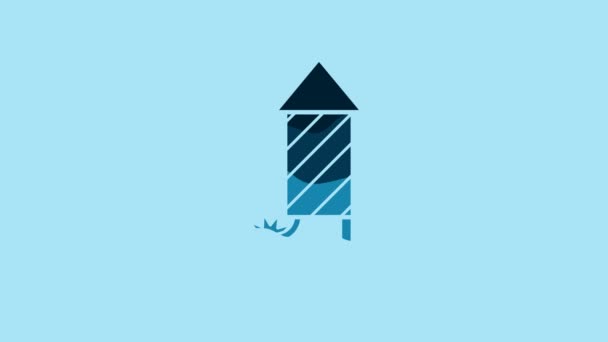 Blue Firework Rocket Icon Isolated Blue Background Concept Fun Party — Vídeo de Stock