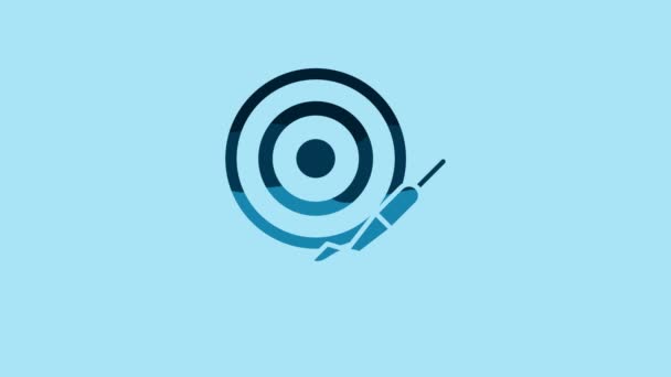 Blue Classic Dart Board Arrow Icon Isolated Blue Background Dartboard — Αρχείο Βίντεο