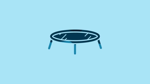 Blue Jumping Trampoline Icon Isolated Blue Background Video Motion Graphic — Stockvideo