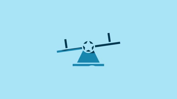 Blue Seesaw Icon Isolated Blue Background Teeter Equal Board Playground — Vídeo de Stock