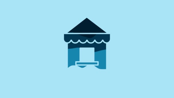 Blue Ticket Box Office Icon Isolated Blue Background Ticket Booth — Stockvideo