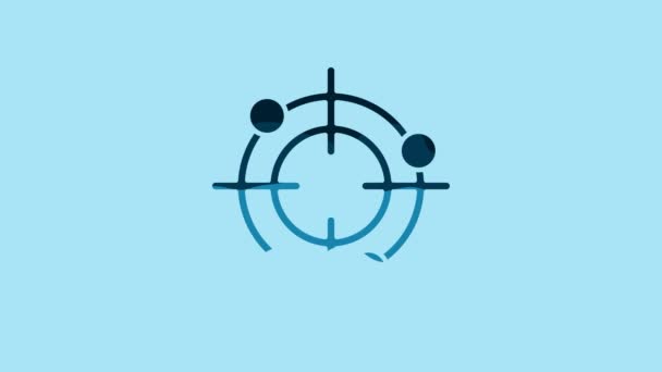 Blue Target Sport Shooting Competition Icon Isolated Blue Background Clean — Stock video