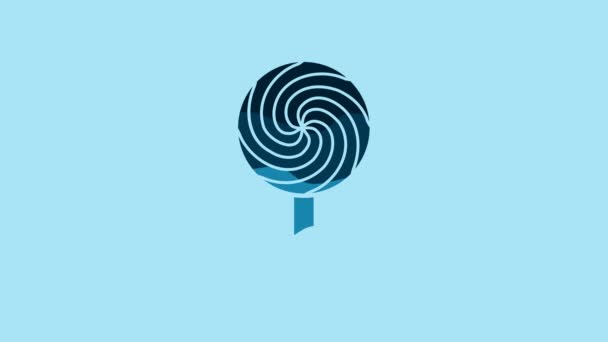 Blue Lollipop Icon Isolated Blue Background Food Delicious Symbol Video — Stock Video