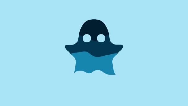 Blue Ghost Icon Isolated Blue Background Video Motion Graphic Animation — Stockvideo