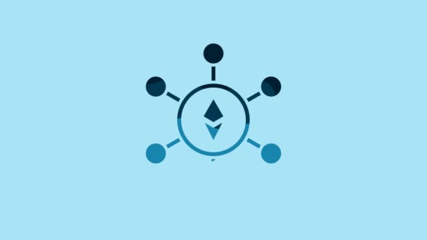 Blue Blockchain Technology Ethereum Eth Icon Isolated Blue Background Abstract — Αρχείο Βίντεο