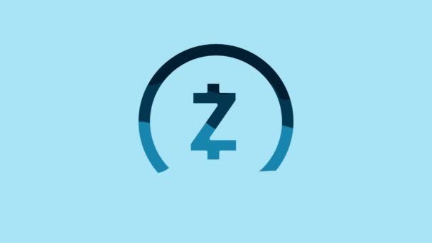 Blue Cryptocurrency Coin Zcash Zec Icon Isolated Blue Background Digital — Stockvideo