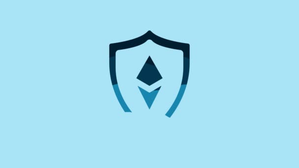 Blue Shield Ethereum Eth Icon Isolated Blue Background Cryptocurrency Mining — Αρχείο Βίντεο