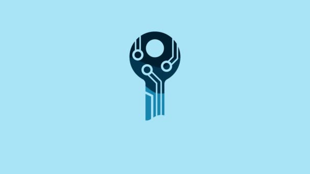 Blue Cryptocurrency Key Icon Isolated Blue Background Concept Cyber Security — Stok video