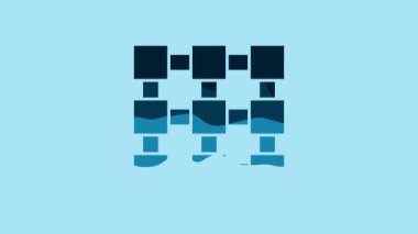 Blue Blockchain technology icon isolated on blue background. Cryptocurrency data. Abstract geometric block chain network technology business. 4K Video motion graphic animation.