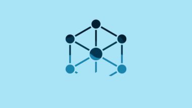 Blue Blockchain technology icon isolated on blue background. Cryptocurrency data. Abstract geometric block chain network technology business. 4K Video motion graphic animation.