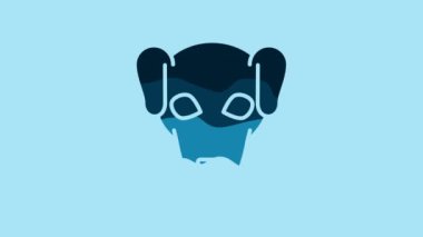Blue Hunting dog icon isolated on blue background. 4K Video motion graphic animation.