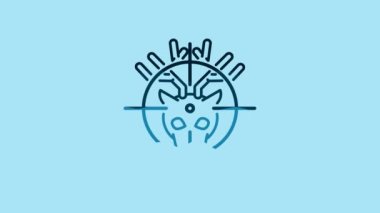 Blue Hunt on deer with crosshairs icon isolated on blue background. Hunting club logo with deer and target. Rifle lens aiming a deer. 4K Video motion graphic animation.