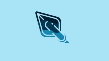 Blue Hipster arrow tip icon isolated on blue background. 4K Video motion graphic animation.