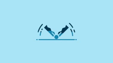 Blue Trap hunting icon isolated on blue background. 4K Video motion graphic animation.