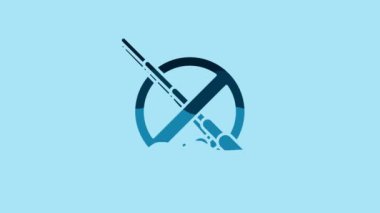 Blue No fishing icon isolated on blue background. Prohibition sign. 4K Video motion graphic animation.