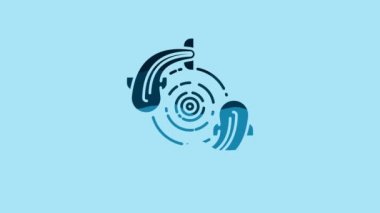 Blue Fish icon isolated on blue background. 4K Video motion graphic animation.