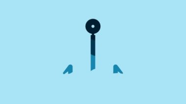 Blue Fishing hook icon isolated on blue background. Fishing tackle. 4K Video motion graphic animation.