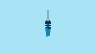 Blue Fishing float icon isolated on blue background. Fishing tackle. 4K Video motion graphic animation.