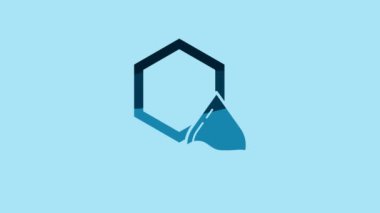 Blue Honeycomb icon isolated on blue background. Honey cells symbol. Sweet natural food. 4K Video motion graphic animation.