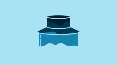 Blue Beekeeper with protect hat icon isolated on blue background. Special protective uniform. 4K Video motion graphic animation.