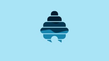 Blue Hive for bees icon isolated on blue background. Beehive symbol. Apiary and beekeeping. Sweet natural food. 4K Video motion graphic animation.