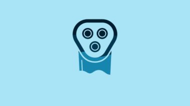 Blue Electric razor blade for men icon isolated on blue background. Electric shaver. 4K Video motion graphic animation.