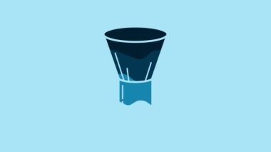 Blue Shaving brush icon isolated on blue background. Barbershop symbol. 4K Video motion graphic animation.