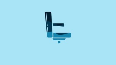 Blue Barbershop chair icon isolated on blue background. Barber armchair sign. 4K Video motion graphic animation.