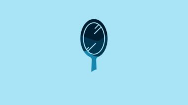 Blue Hand mirror icon isolated on blue background. 4K Video motion graphic animation.