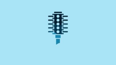 Blue Hairbrush icon isolated on blue background. Comb hair sign. Barber symbol. 4K Video motion graphic animation.