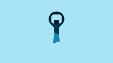 Blue Bottle opener icon isolated on blue background. 4K Video motion graphic animation.