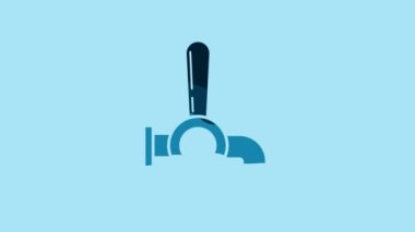 Blue Beer tap icon isolated on blue background. 4K Video motion graphic animation.