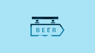 Blue Street signboard with inscription Beer icon isolated on blue background. Suitable for advertisements bar, cafe, pub, restaurant. 4K Video motion graphic animation.
