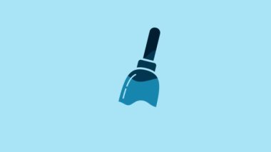 Blue Ringing bell icon isolated on blue background. Alarm symbol, service bell, handbell sign, notification symbol. 4K Video motion graphic animation.