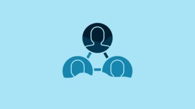 Blue Project team base icon isolated on blue background. Business analysis and planning, consulting, team work, project management. 4K Video motion graphic animation.