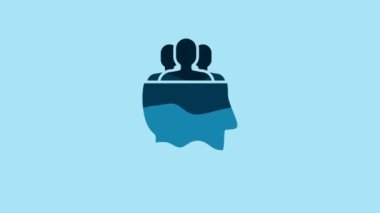 Blue Project team base icon isolated on blue background. Business analysis and planning, consulting, team work, project management. 4K Video motion graphic animation.
