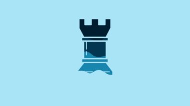 Blue Business strategy icon isolated on blue background. Chess symbol. Game, management, finance. 4K Video motion graphic animation.