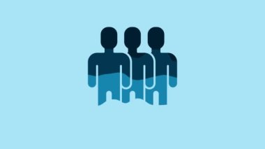 Blue Users group icon isolated on blue background. Group of people icon. Business avatar symbol - users profile icon. 4K Video motion graphic animation.